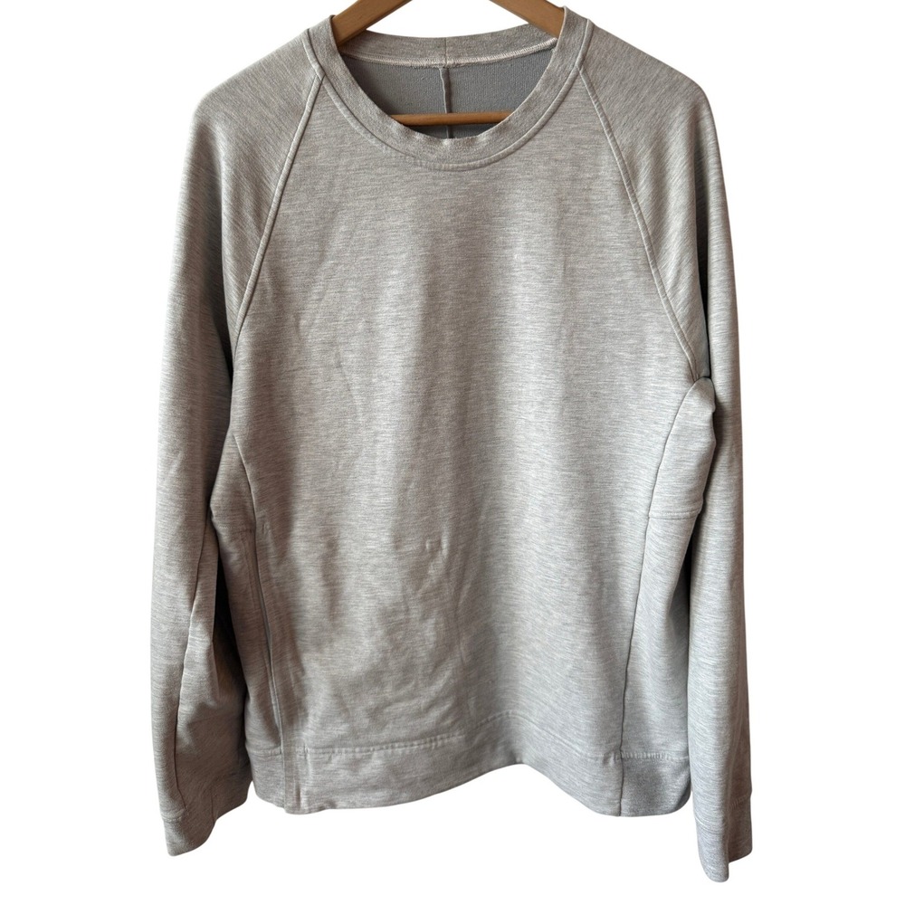 Lululemon City Sweat Mens Heathered Gray Crewneck Sweatshirt Side Zip Medium